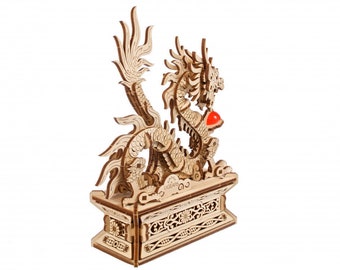 UGears Wood Dragon Model Kit – 3D Mechanical Puzzle with Hidden Drawer