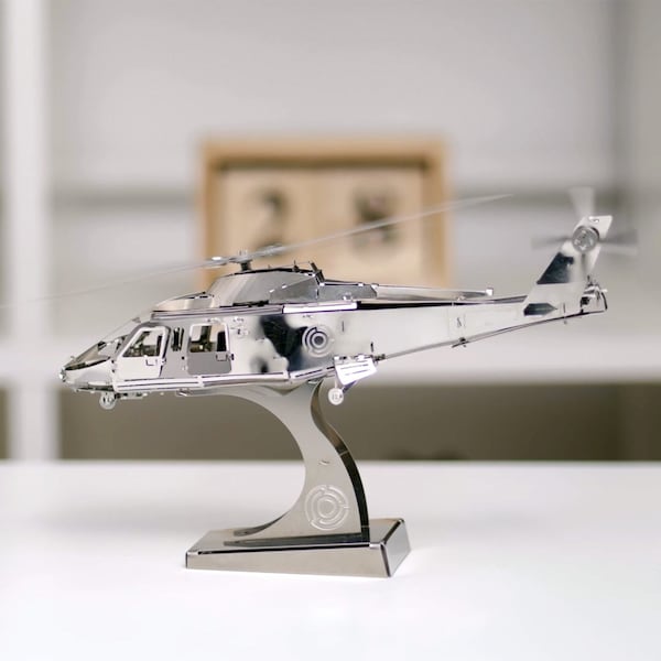 Lifting Spirit S-76 - Metal Mechanical Helicopter Model Kit Unique Winding Mechanism Stainless Steel DIY Construction Collectible TIME MT027