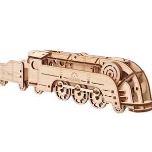 Mini Locomotive 3D Mechanical Wooden Puzzle Train Kit Ugears Puzzle to Build - DIY Model for Teenagers - Small Brain Teaser - Building Kits