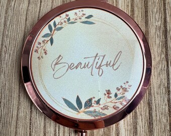 Miroir compact personnalisé, cadeau pour elle, miroir de poche floral, mariée, demoiselle d'honneur, pour maman