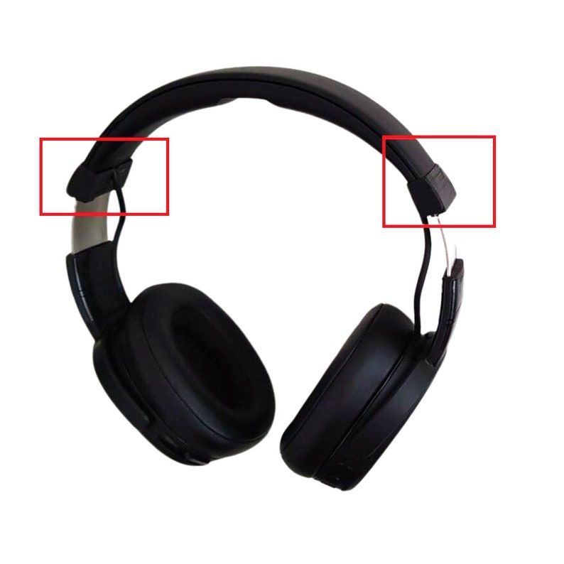 May include: Black over-ear headphones with a padded headband and earcups. The earcups are oval-shaped and the headband is adjustable. The headphones have a sleek, modern design, ideal for listening to music or podcasts.