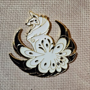 Aiguille magnétique renard Kitsune pour broderie, point de croix, diamant, peinture, amusant, fantastique, mythique, magie, blanc, or noir