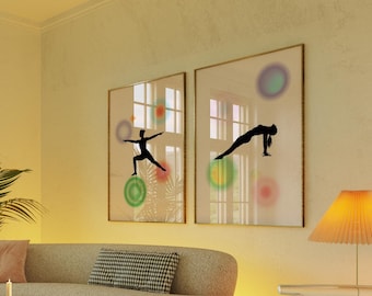 Set of 2 Pilates Poster, Pilates Yoga Studio Art Print, Yoga Studio Decor, Yoga Positions Art, Yoga Room Decor, Gift for Yogis, Digital