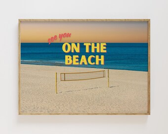 See You on the Beach Poster, Volleyball Poster, Volleyball Art Print, Preppy Art, Volleyball Lover Art, Sport Poster, Digital Download