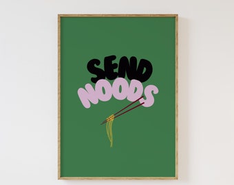 Send Noods Art Print: Retro Asian Kitchen Decor (Digital Download)
