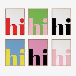 Hi Print, Modern Typography Wall Art, Scandi Style Decor for Living Room and Office, Stylish Statement, Printable Digital Download