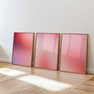 Pink & Red Gradient Art Print Set: Modern Abstract Trio (Digital Download)
