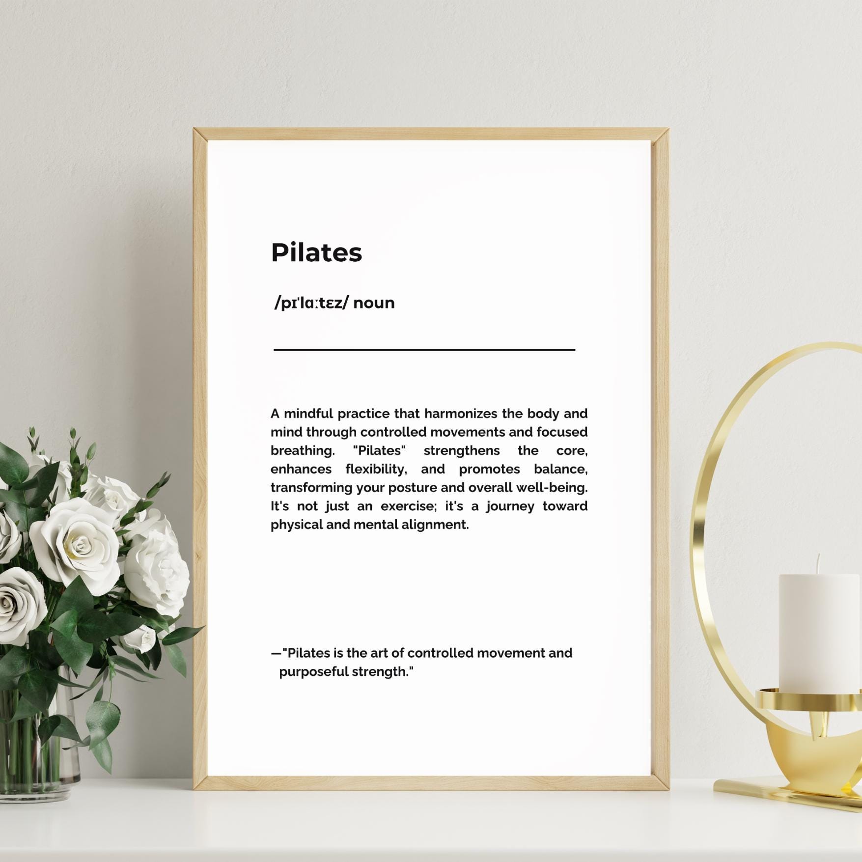Pilates Definiton Printable Wall Art, Typography Digital Download, Pilates Studio Art, Gym Wall Art, Gym Sign, Digital Download