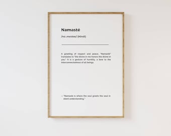Namaste Definition Print: Yoga Studio Spiritual Decor (Digital)