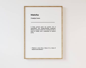Impresión artística con la definición de matcha: decoración moderna para la pared de la cocina (impresión digital)