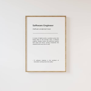 Software Engineer Definition Poster, Engineer Quote Print, Gift for Engineer, Office Wall Art, Simple and Elegant Tech Decor, Digital Print