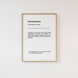 Entrepreneur Definition Poster, Office Wall Art, Entrepreneur Gift, Leadership Gifts, Inspirational Quote Prints, Motivational Posters