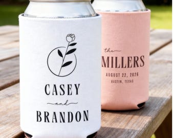 Personalized Wedding Can Cooler Favor, Custom Wedding Can Coolers, Can Cooler For Wedding,  Customized Wedding Favor, Monogrammed Can Cooler