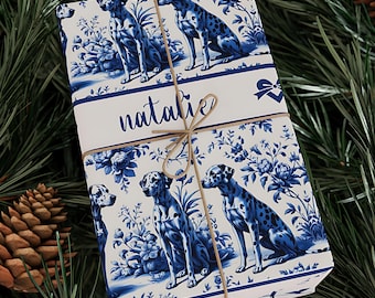 Personalized Dalmatian Dog Wrapping Paper, French Toile Floral Dog Wrapping Paper, Pet Lover Christmas Birthday Wrap, Custom Wrap (WRP-DAL1)
