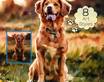 Custom Pet Portrait From Photo, Custom Dog Portrait, Pet Memorial Gift, Dog Cat Portrait From Photo, Gift for Pet Loss, Pet Painting