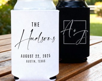 Personalized Wedding Can Cooler Favor, Custom Wedding Can Coolers, Can Cooler For Wedding,  Customized Wedding Favor, Monogrammed Can Cooler