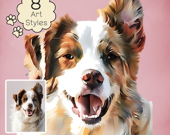 Custom Pet Portrait From Photo, Custom Dog Portrait, Pet Memorial Gift, Dog Cat Portrait From Photo, Gift for Pet Loss, Pet Painting