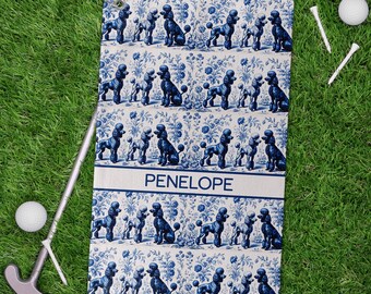 Custom Pet Golf Towel, Poodles French Toile Golf Towel, Toile Golf Towel for Poodles Mom, Poodles Lover Gift, Dog Golf Towel (GTL-POO1B)