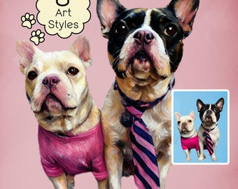 Custom Pet Portrait From Photo, Custom Dog Portrait, Pet Memorial Gift, Dog Cat Portrait From Photo, Gift for Pet Loss, Pet Painting
