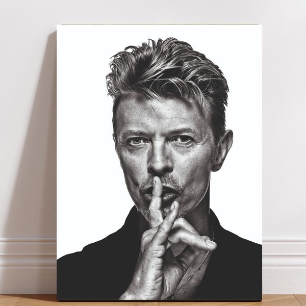 David Bowie portrait canvas painting,3D Wall Art,Dawid Bowie Hush Sign,Dawid Bowie Canvas,Modern Canvas Poster,David Bowie Artwork