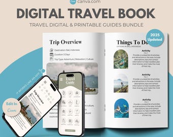 Digital Travel Itinerary, Canva Template, Travel Planner (Printable Ebook)