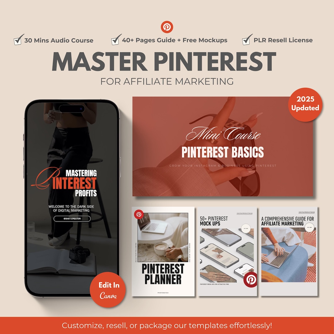 Pinterest Affiliate Marketing PLR Bundle, Canva Templates (digital ...