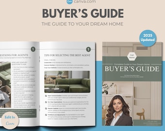 Real Estate Buyer's Guide Realtor Buyer Packet Editable Canva Template for Realtors, Home Buyer Guide, Real Estate Marketing, Bonus Template
