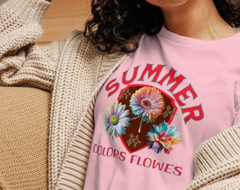 Women's Relaxed T-Shirt/t-shirt summer colors flawers / t-shirt flowers/t-shirt colors/t-shirt women/flowers colors t-shirt, flowers t-shirt