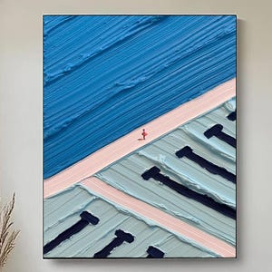 Large 3D Swimming Competition Painting Blue Textured Wall Art Swimmers Gift Blue Minimalist Painting Swimming Pool Painting Swimming Art