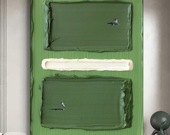 Pintura de pareja de tenis en 3D verde, arte de pared con textura verde, pintura con textura verde en 3D, arte de pared de tenis, regalos para amantes del tenis, arte minimalista verde