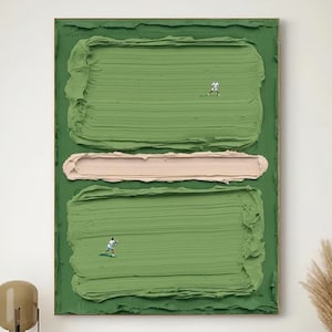 Large Green 3D Tennis Painting Green Textured Wall Art Green Texture Painting Tennis Wall Art Tennis Lovers Gifts Green Minimalist Art