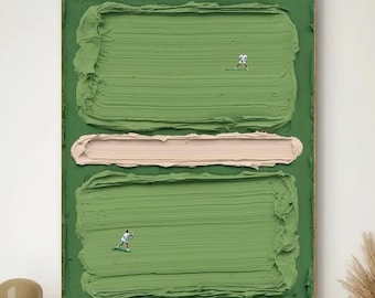 Gran cuadro de tenis verde 3D, arte de pared con textura verde, pintura con textura verde, arte de pared de tenis, regalos para amantes del tenis, arte minimalista verde