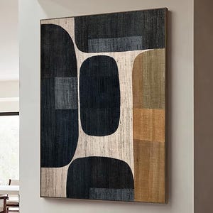 Black Beige Wabi Sabi Wall Art Beige Abstract Painting Large Black Minimalist Wall Art Beige Textured Canvas Painting Neutral Wall Art Decor