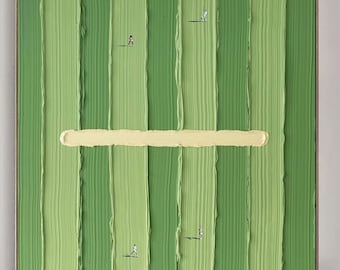 Gran cuadro de tenis con textura verde, arte mural, pintura con textura 3D verde, arte mural de tenis, regalos para amantes del tenis, arte minimalista verde