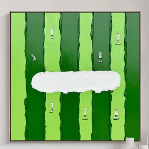 Large Abstract Tennis Painting 3D Green Textured Wall Art Green Texture Painting Tennis Wall Art Tennis Lovers Gifts Green Minimalist Art