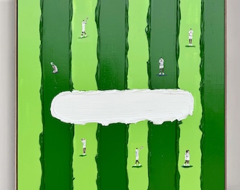 Gran pintura abstracta de tenis en 3D, arte mural con textura verde, pintura con textura verde, arte mural de tenis, regalos para amantes del tenis, arte minimalista verde.