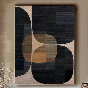 Beige Black Minimalist Painting Wabi Sabi Wall Art Large Black Textured Wall Art Neutral Texture Canvas Painting Beige Minimalist Wall Art
