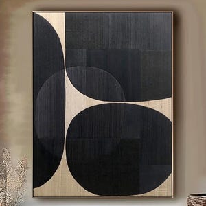 Large Black Beige Minimalist Painting Wabi Sabi Wall Art Black Textured Wall Art Neutral Texture Canvas Painting Beige Minimalist Wall Art