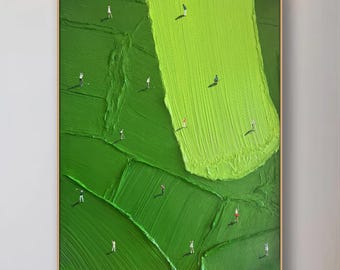 Green Textured Golf Art 3D Palette Knife Painting Modern Golf Artwork Unique Golf Art Contemporary Sport Decor Golf Lovers Gift Green Canvas