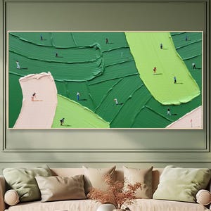 3D Green Abstract Painting Green Golf Canvas Wall Art Green Textured Wall Art Golf Course Painting Golf Lovers Gifts Handmade Painting