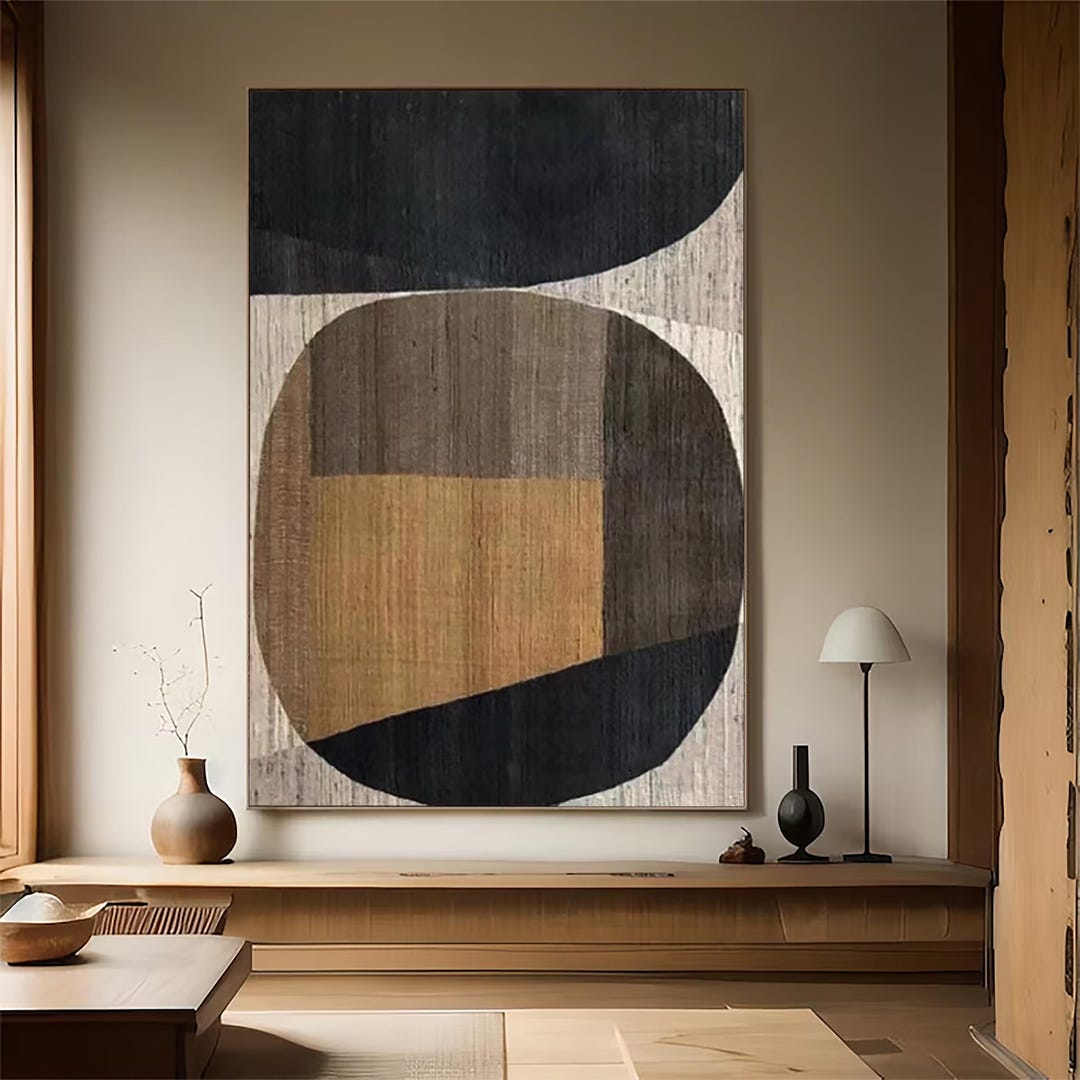 Black Wabi Sabi Wall Art Black Brown Abstract Minimalist Painting Brown ...