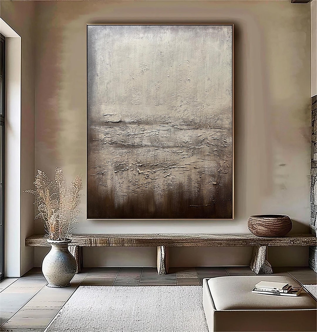 Wabi Sabi Wall Art Beige & Brown Abstract Minimalist Painting Brown ...