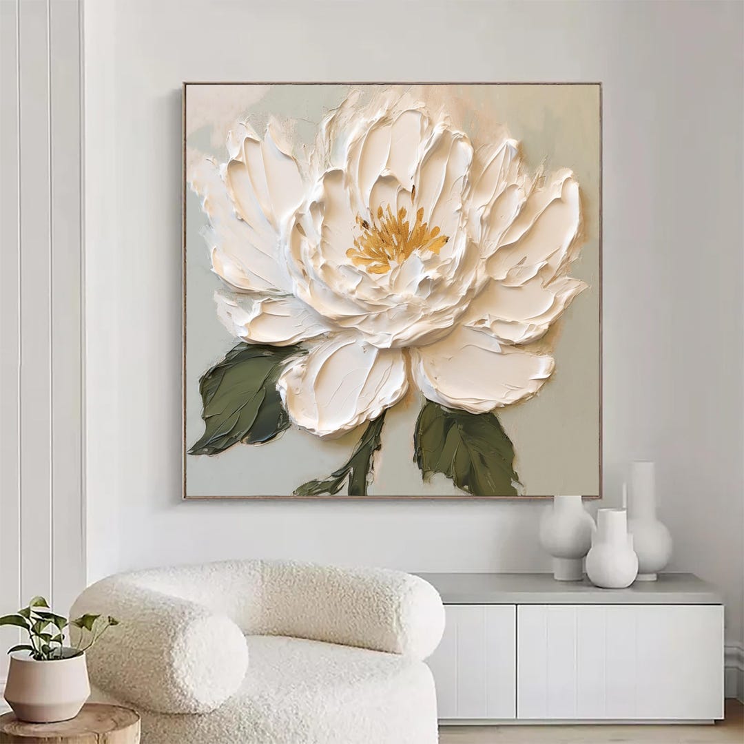 Original Flower Oil Painting on Canvas 3D Textured Floral Wall Art ...