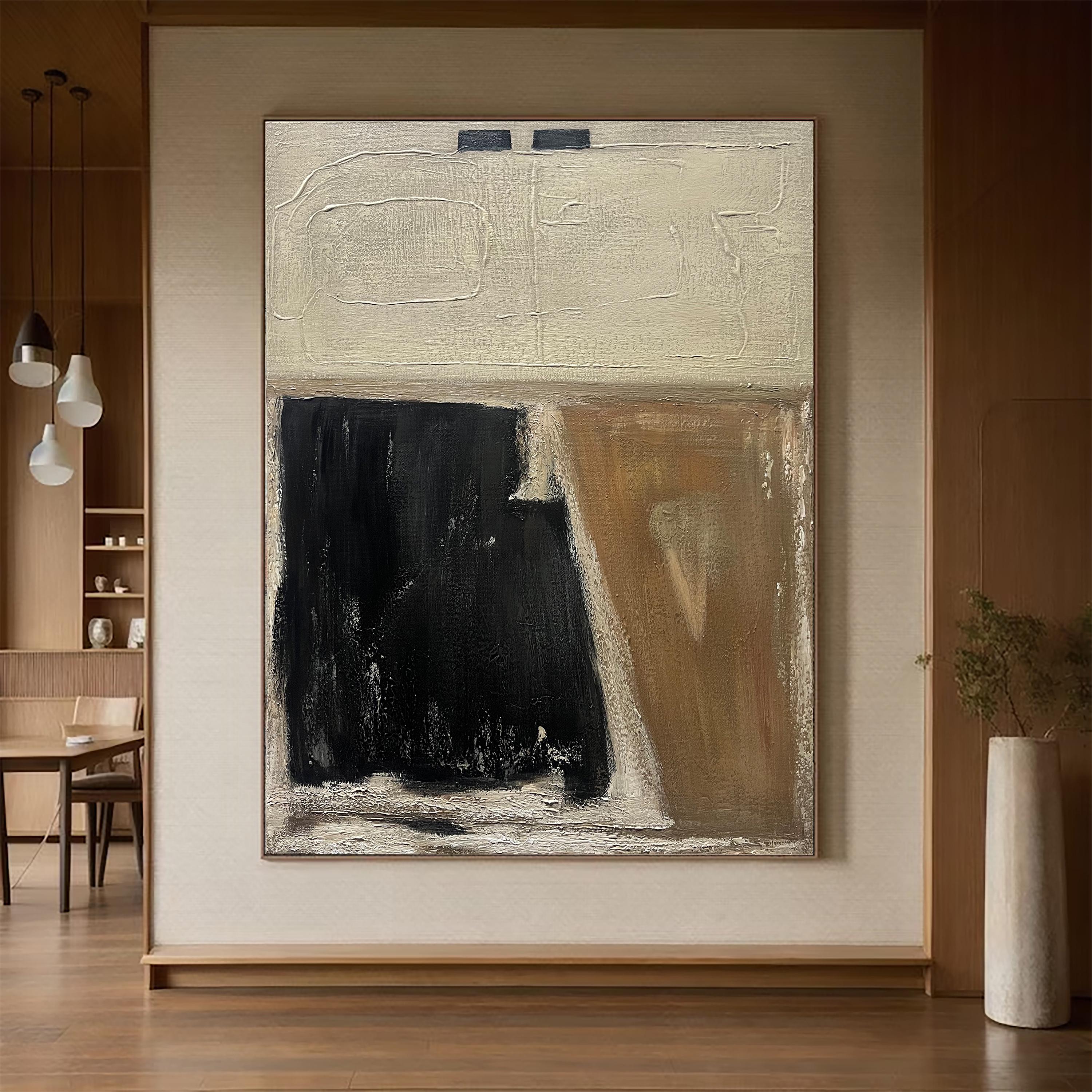 Wabi Sabi Wall Art Black & Brown Abstract Minimalist Painting Brown ...