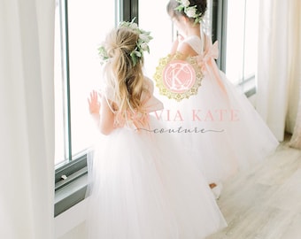 Blush Flower Girl Dress, Toddler Tulle Tutu Wedding Dresses, Princess Baby Dresses, GORGEOUS