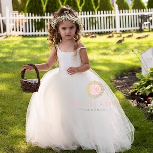 French Lace Flower Girl Dress, Tulle Tutu Flower Girl Dresses, Toddler Dress, Weddings image 1