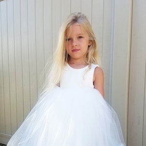 USA Made Elegant flower girl tulle baby dress white flower girl toddler dress ivory dress girls dress vintage style dress formal image 1