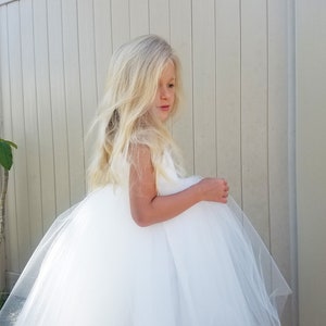 USA Made Elegant flower girl tulle baby dress white flower girl toddler dress ivory dress girls dress vintage style dress formal image 2