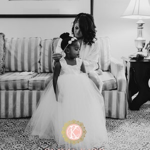 Flower Girl Dress, White Flower Girl Dress, Flowers Girl Dress, Tutu Flower Girl Dress, Unique Flowers Girl, Tulle Flower Girl Dress, BOW