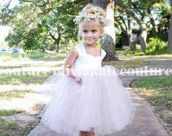 Flower Girl Dress PINK Champagne Dress Knee Length